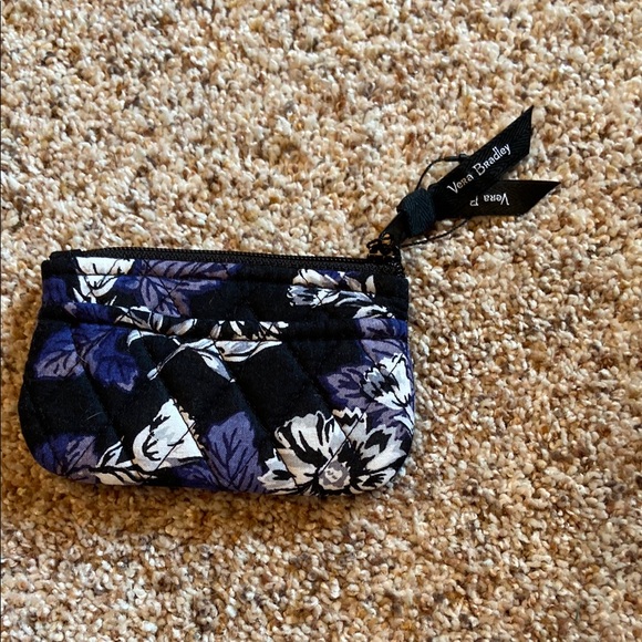 Vera Bradley Black and Blue Floral Coin Purse - Picture 1 of 3